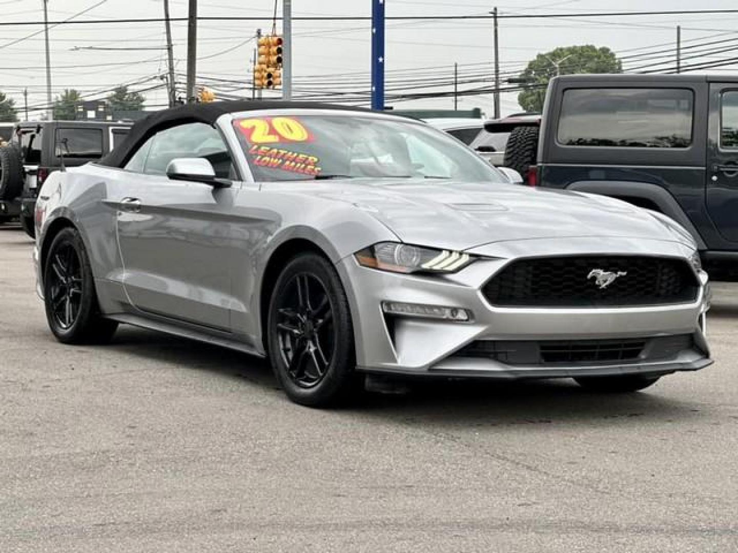 2020 ICONIC SILVER /Black FORD MUSTANG EcoBoost Premium Convertible (1FATP8UH2L5) with an L4,2.3L(140 CID), engine, AUTOMATIC transmission, located at 14600 Frazho Road, Warren, MI, 48089, (586) 776-3400, 42.485996, -82.974220 - Photo#2