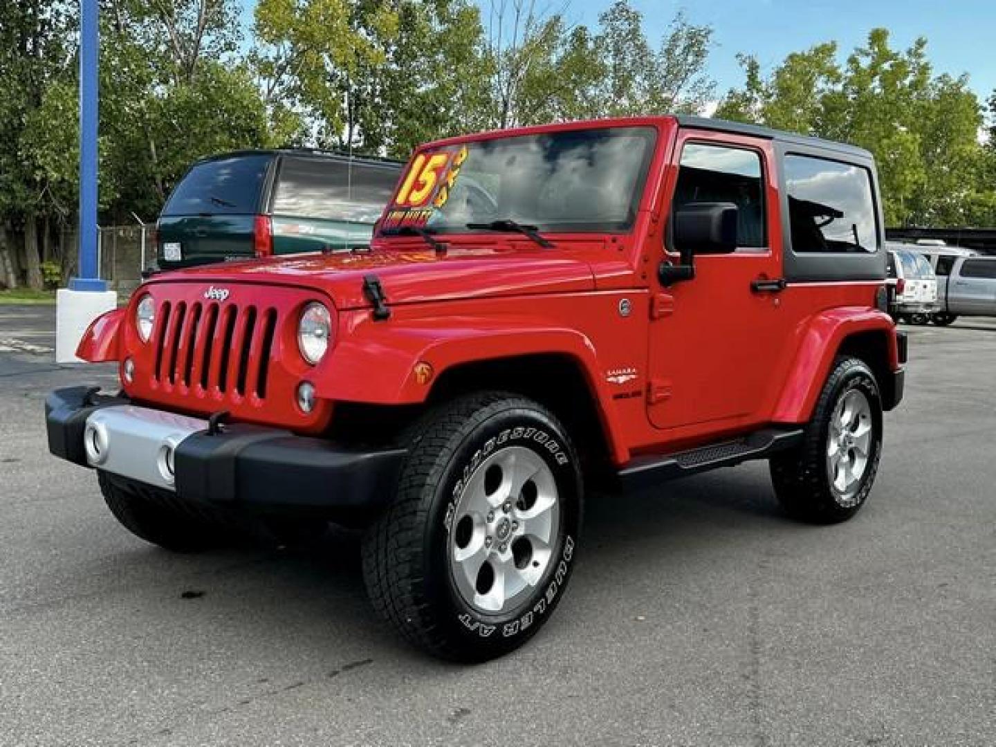 2015 FIRECRACKER RED JEEP WRANGLER (1C4AJWBG5FL) with an V6,3.6L(220 CID),DOHC engine, AUTOMATIC transmission, located at 14600 Frazho Road, Warren, MI, 48089, (586) 776-3400, 42.485996, -82.974220 - Photo#0