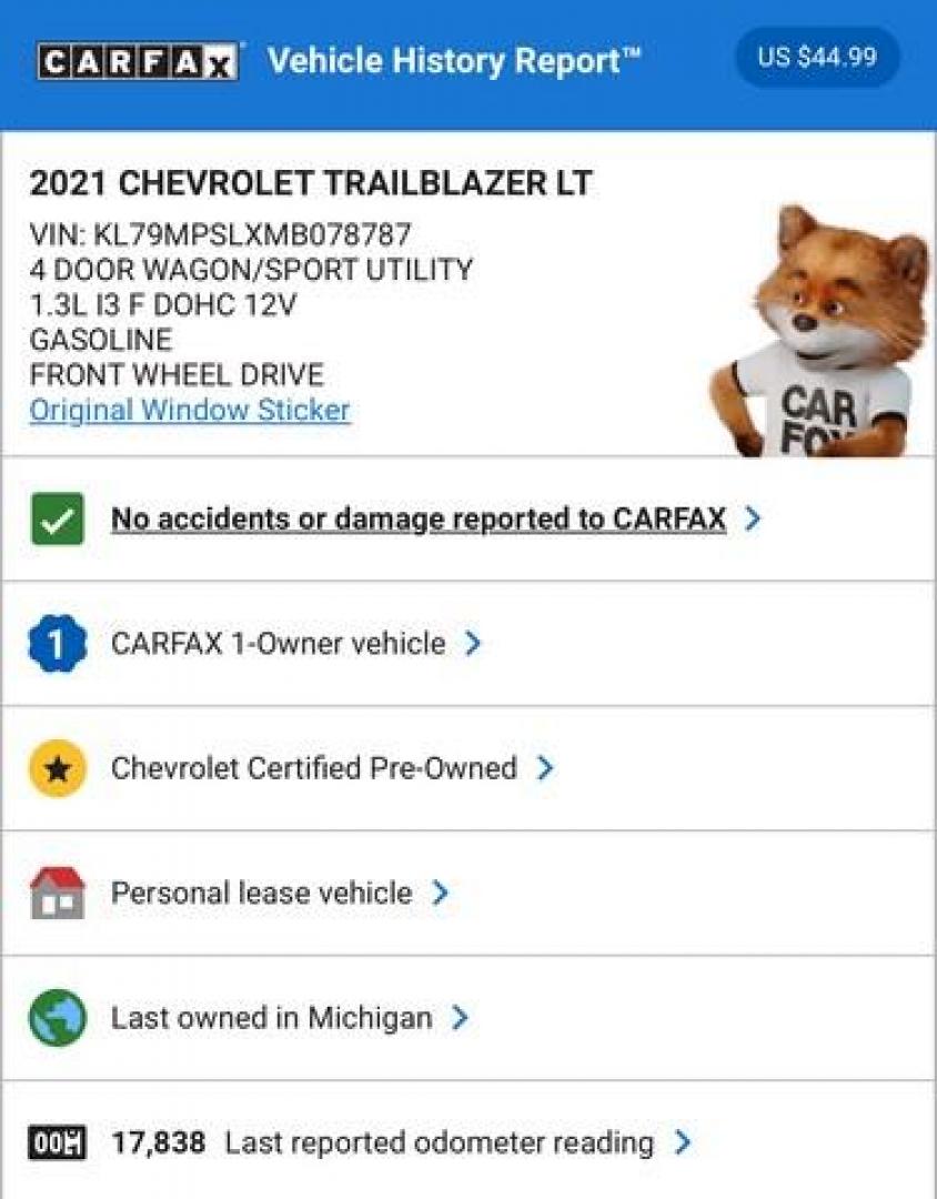 2021 RED CHEVROLET TRAILBLAZER (KL79MPSLXMB) with an L3,1.3L(83 CID),DOHC engine, AUTOMATIC transmission, located at 14600 Frazho Road, Warren, MI, 48089, (586) 776-3400, 42.485996, -82.974220 - Photo#16