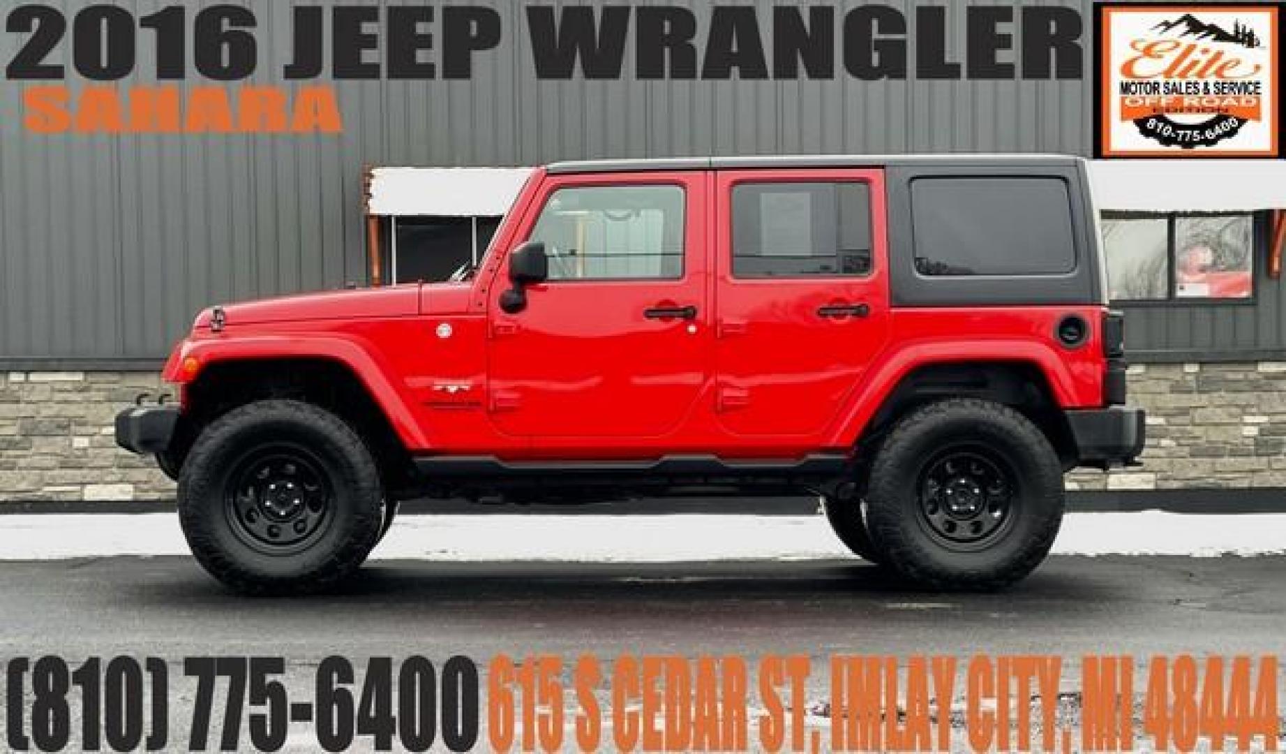 2016 RED JEEP WRANGLER (1C4BJWEG3GL) with an V6,3.6L(220 CID),DOHC engine, AUTOMATIC transmission, located at 14600 Frazho Road, Warren, MI, 48089, (586) 776-3400, 42.485996, -82.974220 - Photo#0