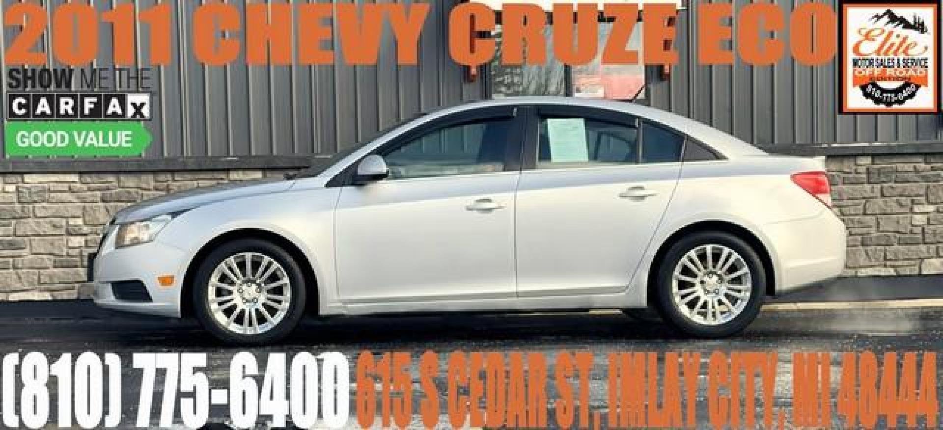 2011 SILVER CHEVROLET CRUZE (1G1PK5S9XB7) with an L4,1.4L(83 CID),DOHC engine, MANUAL transmission, located at 14600 Frazho Road, Warren, MI, 48089, (586) 776-3400, 42.485996, -82.974220 - Photo#0