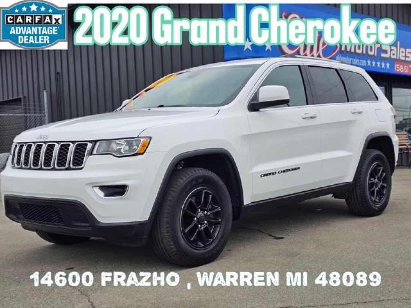 2020 BRIGHT WHITE JEEP GRAND CHEROKEE LAR/ALT (1C4RJFAG8LC) with an V6,3.6L(220 CID),DOHC engine, AUTOMATIC transmission, located at 14600 Frazho Road, Warren, MI, 48089, (586) 776-3400, 42.485996, -82.974220 - Photo#0