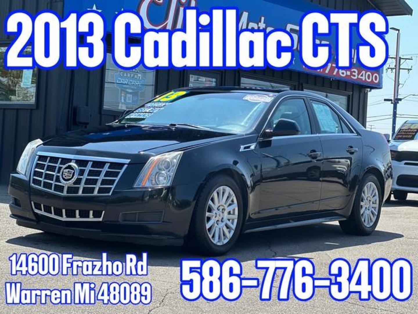 2013 BLACK CADILLAC CTS (1G6DE5E50D0) with an V6,3.0L(182 CID),DOHC engine, AUTOMATIC transmission, located at 14600 Frazho Road, Warren, MI, 48089, (586) 776-3400, 42.485996, -82.974220 - Photo#0