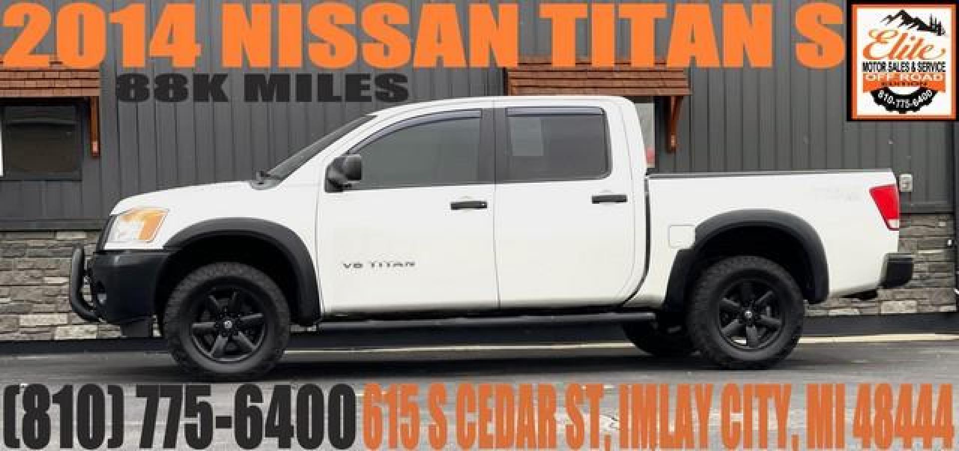 2014 WHITE NISSAN TITAN (1N6AA0EJ7EN) with an V8,5.6L(339 CID),DOHC engine, AUTOMATIC transmission, located at 14600 Frazho Road, Warren, MI, 48089, (586) 776-3400, 42.485996, -82.974220 - Photo#0