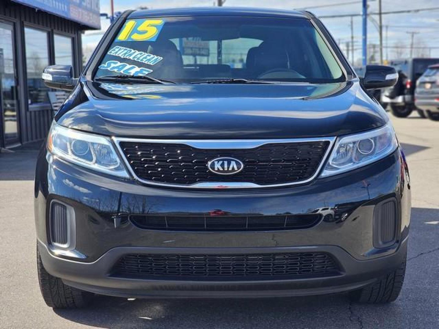 2015 BLACK KIA SORENTO (5XYKT3A61FG) with an L4,2.4L(144 CID),DOHC engine, AUTOMATIC transmission, located at 14600 Frazho Road, Warren, MI, 48089, (586) 776-3400, 42.485996, -82.974220 - Photo#1