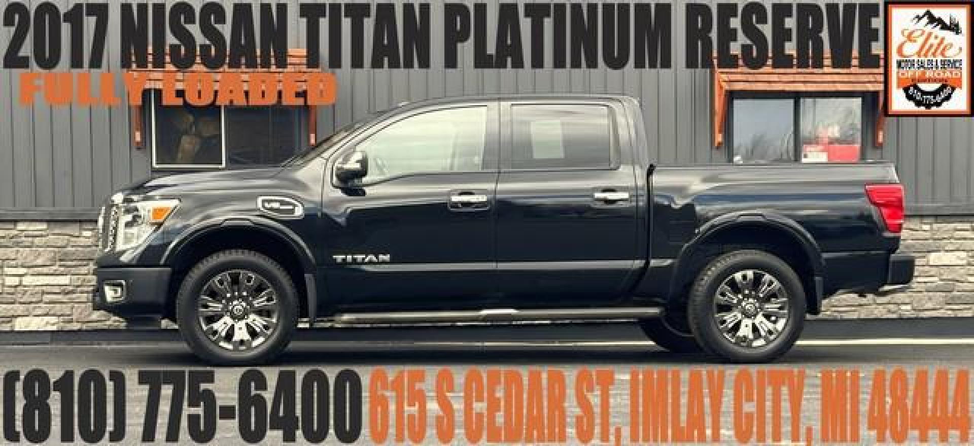 2017 BLACK NISSAN TITAN (1N6AA1E59HN) with an V8,5.6L( CID),DOHC engine, AUTOMATIC transmission, located at 14600 Frazho Road, Warren, MI, 48089, (586) 776-3400, 42.485996, -82.974220 - Photo#0