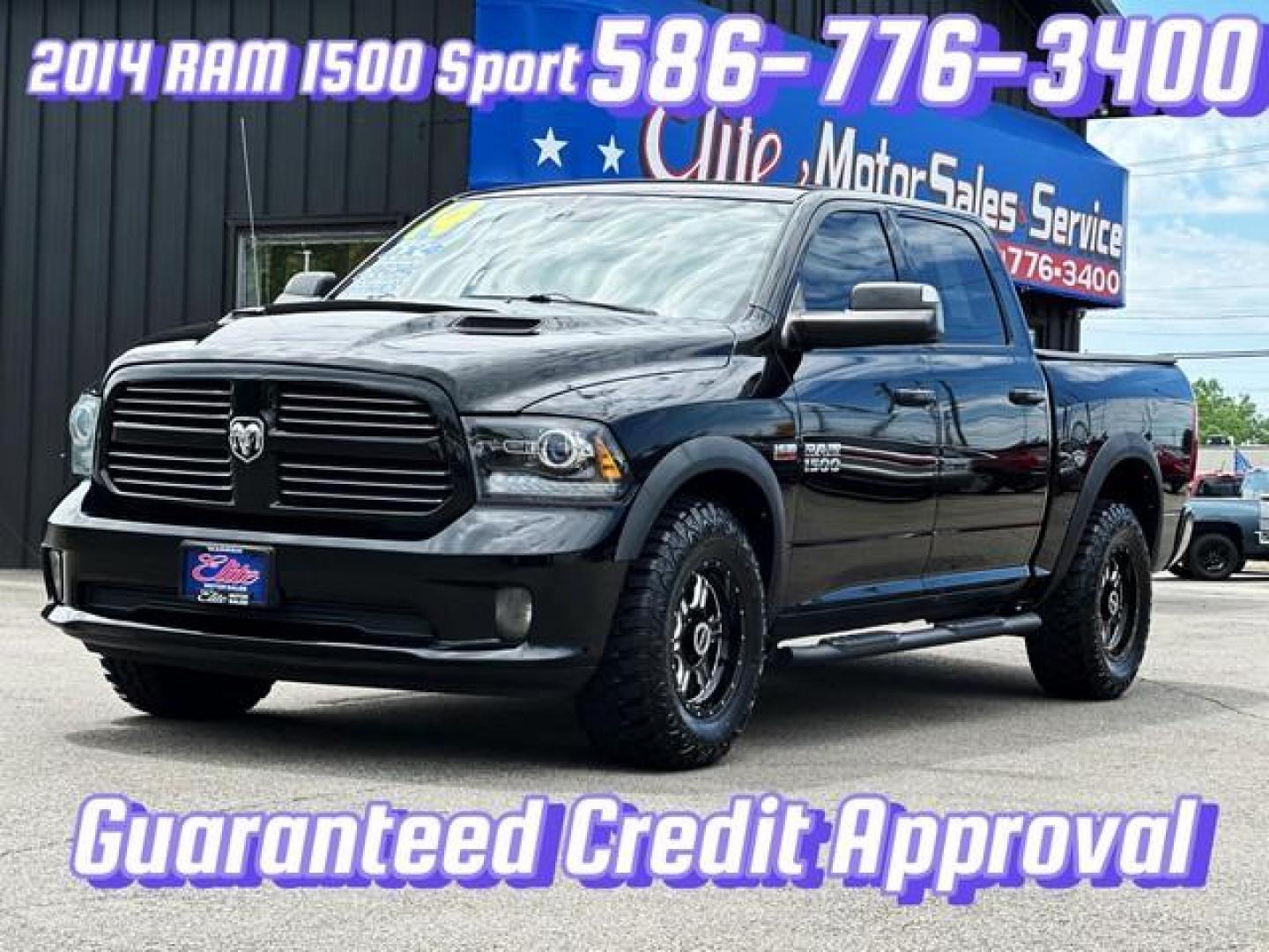 2014 BLACK RAM 1500 (1C6RR7MTXES) with an V8,5.7L(345 CID),OHV engine, AUTOMATIC transmission, located at 14600 Frazho Road, Warren, MI, 48089, (586) 776-3400, 42.485996, -82.974220 - Photo#0