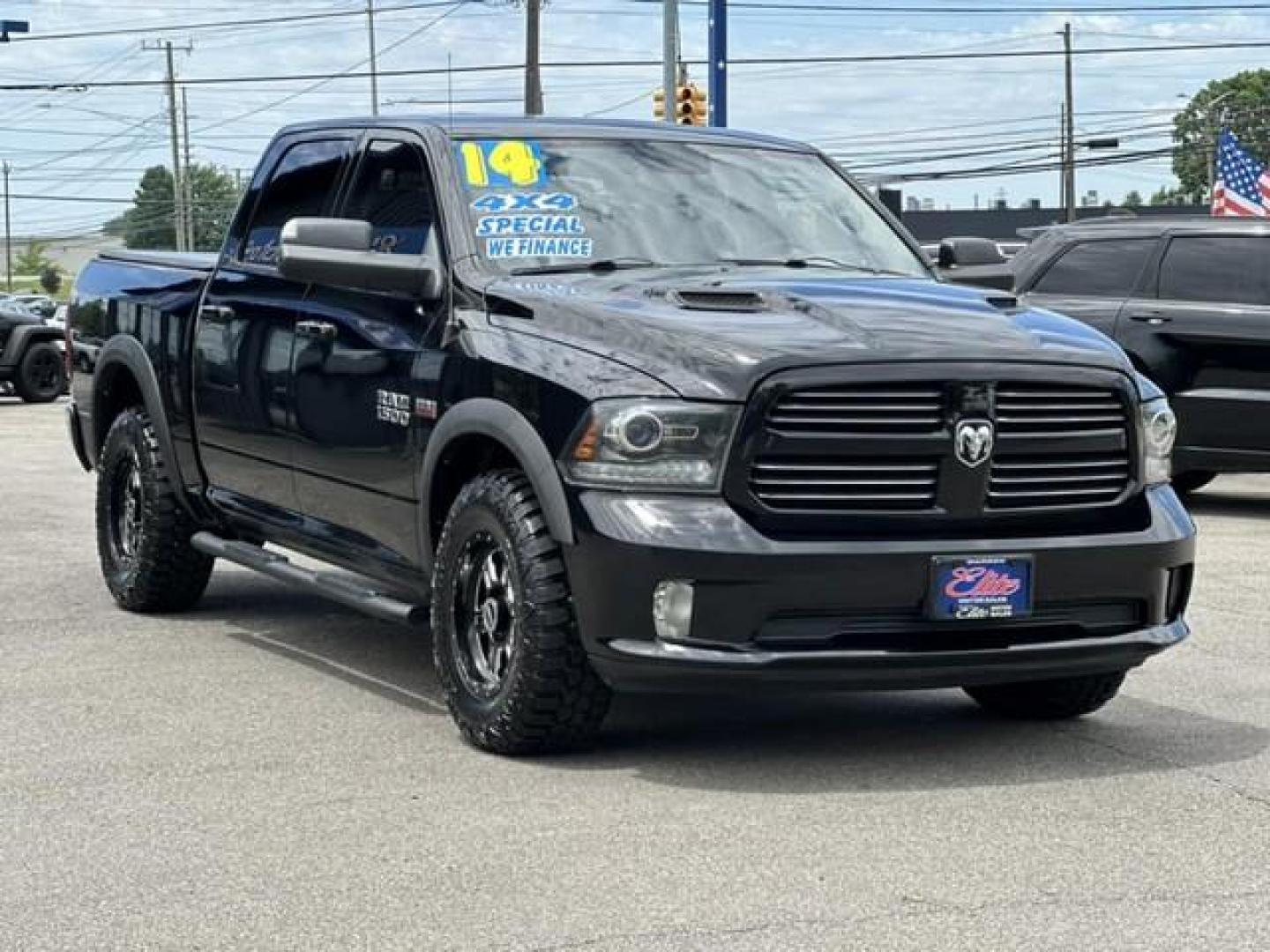 2014 BLACK RAM 1500 (1C6RR7MTXES) with an V8,5.7L(345 CID),OHV engine, AUTOMATIC transmission, located at 14600 Frazho Road, Warren, MI, 48089, (586) 776-3400, 42.485996, -82.974220 - Photo#2