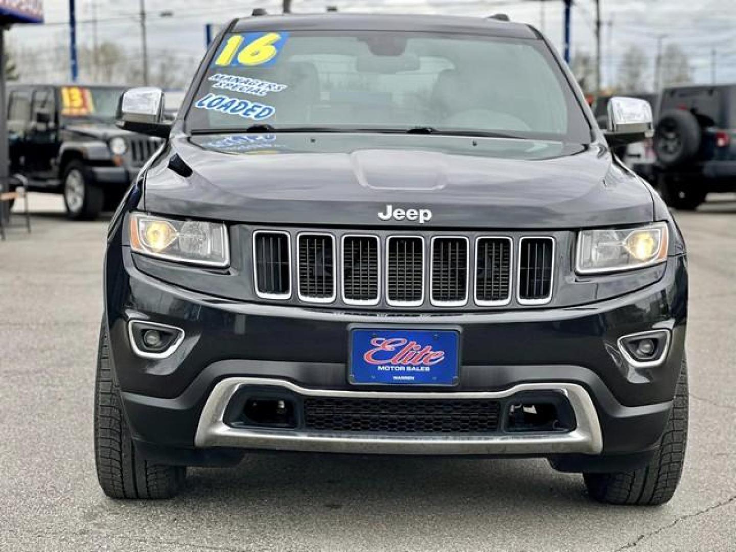 2016 BLACK JEEP GRAND CHEROKEE (1C4RJFBG2GC) with an V6,3.6L(220 CID),DOHC engine, located at 14600 Frazho Road, Warren, MI, 48089, (586) 776-3400, 42.485996, -82.974220 - Photo#1