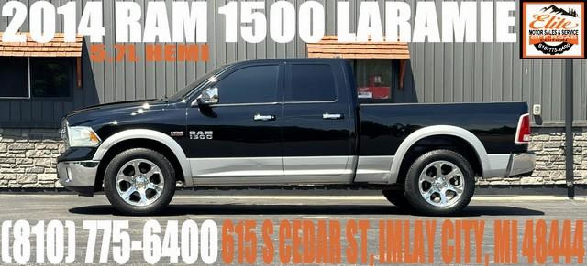 2014 BLACK RAM 1500 (1C6RR7JT4ES) with an V8,5.7L(345 CID),OHV engine, AUTOMATIC transmission, located at 14600 Frazho Road, Warren, MI, 48089, (586) 776-3400, 42.485996, -82.974220 - Photo#0