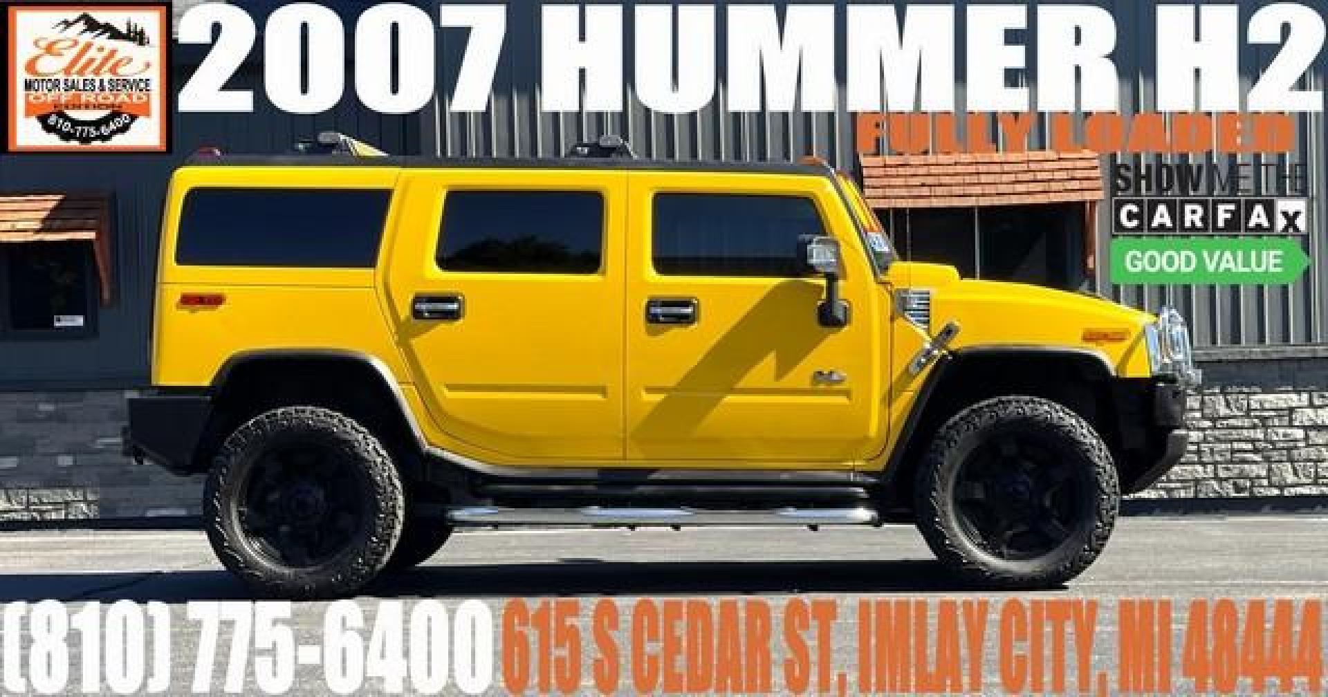 2007 YELLOW HUMMER H2 (5GRGN23U57H) with an V8,6.0L(364 CID),OHV engine, AUTOMATIC transmission, located at 14600 Frazho Road, Warren, MI, 48089, (586) 776-3400, 42.485996, -82.974220 - Photo#0