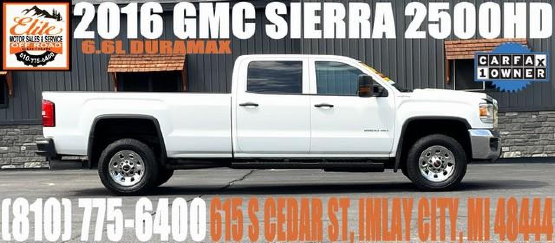 2016 WHITE GMC SIERRA 2500 HD (1GT12RE82GF) with an V8,6.6L(403 CID),OHV engine, AUTOMATIC transmission, located at 14600 Frazho Road, Warren, MI, 48089, (586) 776-3400, 42.485996, -82.974220 - Photo#0