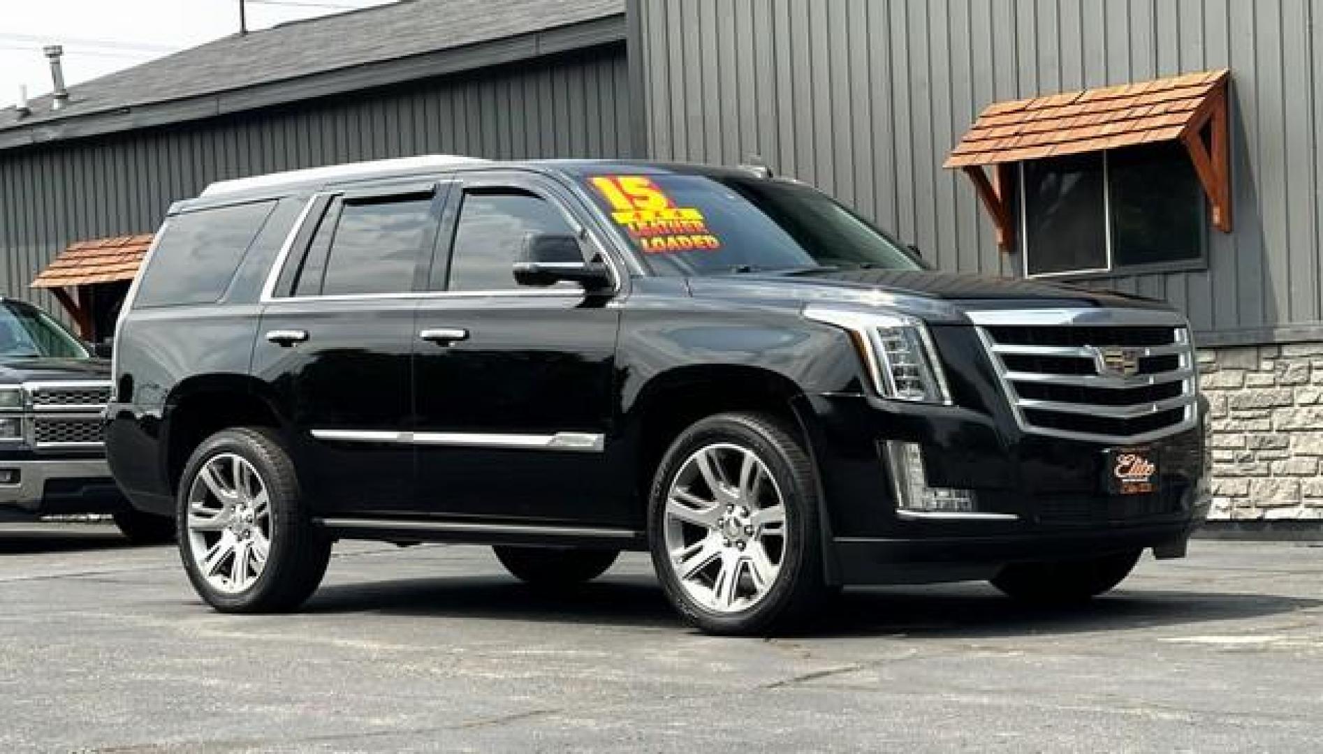 2015 BLACK CADILLAC ESCALADE (1GYS4NKJ7FR) with an V8,6.2L(376 CID),OHV engine, AUTOMATIC transmission, located at 14600 Frazho Road, Warren, MI, 48089, (586) 776-3400, 42.485996, -82.974220 - Photo#1