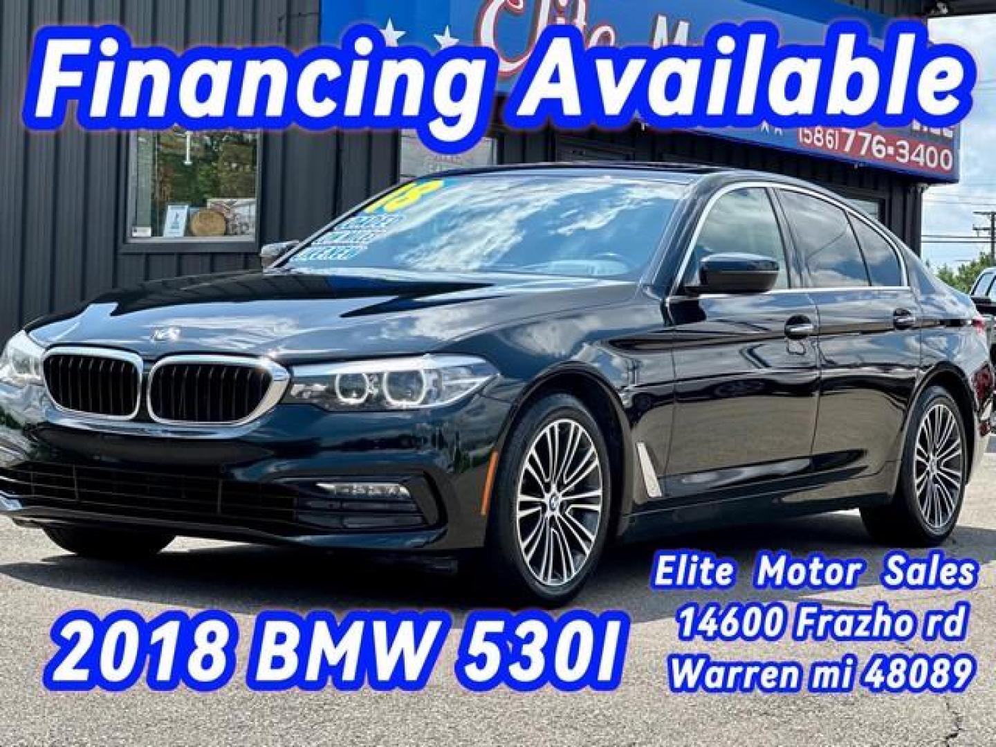 2018 BLACK BMW 530I XDRIVE (WBAJA7C58JW) with an L4,2.0L(122 CID),DOHC engine, AUTOMATIC transmission, located at 14600 Frazho Road, Warren, MI, 48089, (586) 776-3400, 42.485996, -82.974220 - Photo#0