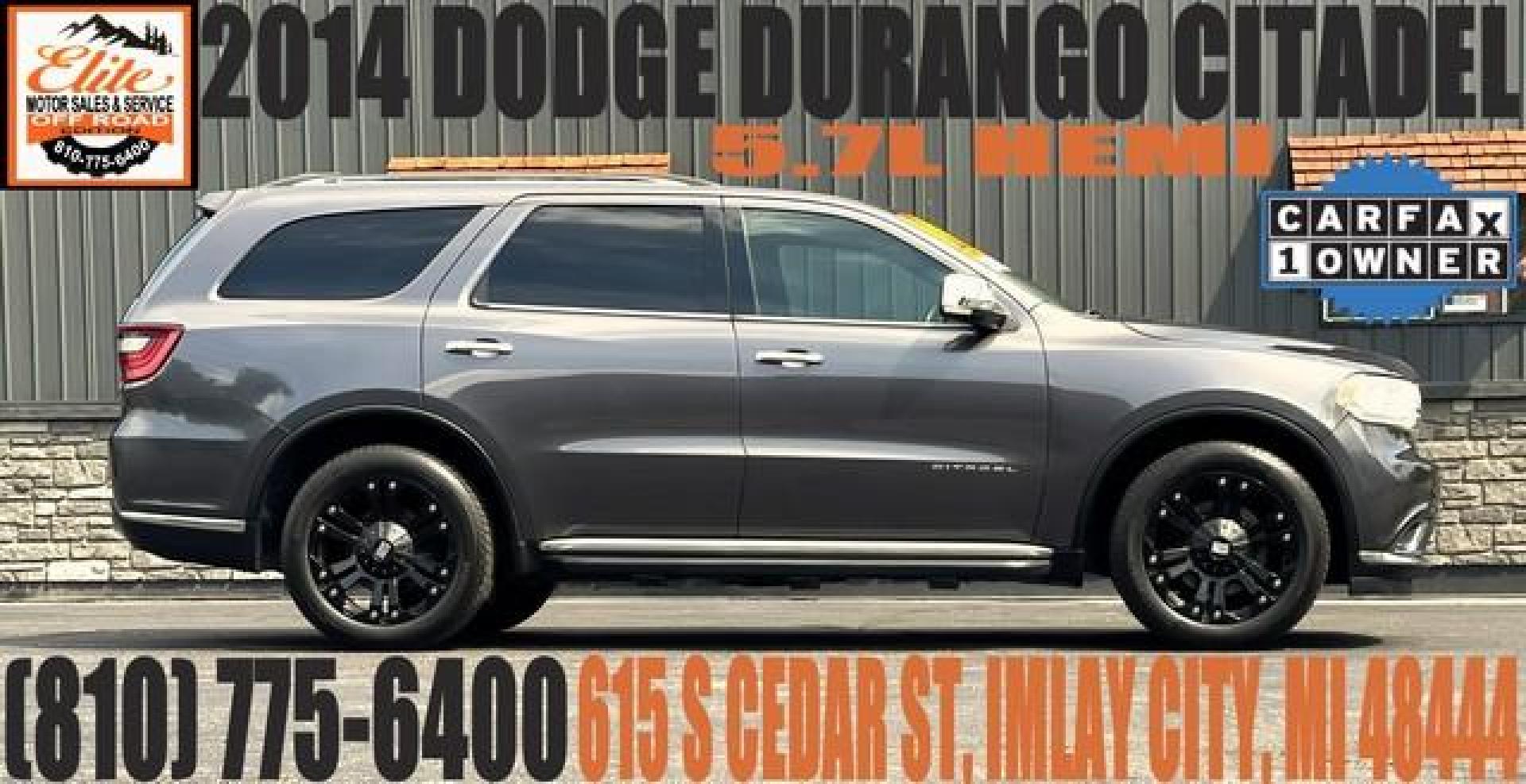 2014 GRAY DODGE DURANGO (1C4SDJET9EC) with an V8,5.7L(345 CID),OHV engine, AUTOMATIC transmission, located at 14600 Frazho Road, Warren, MI, 48089, (586) 776-3400, 42.485996, -82.974220 - Photo#0