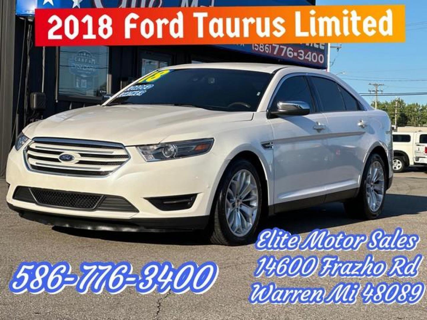 2018 WHITE FORD TAURUS (1FAHP2F83JG) with an V6,3.5L(213 CID),DOHC engine, AUTOMATIC transmission, located at 14600 Frazho Road, Warren, MI, 48089, (586) 776-3400, 42.485996, -82.974220 - Photo#0