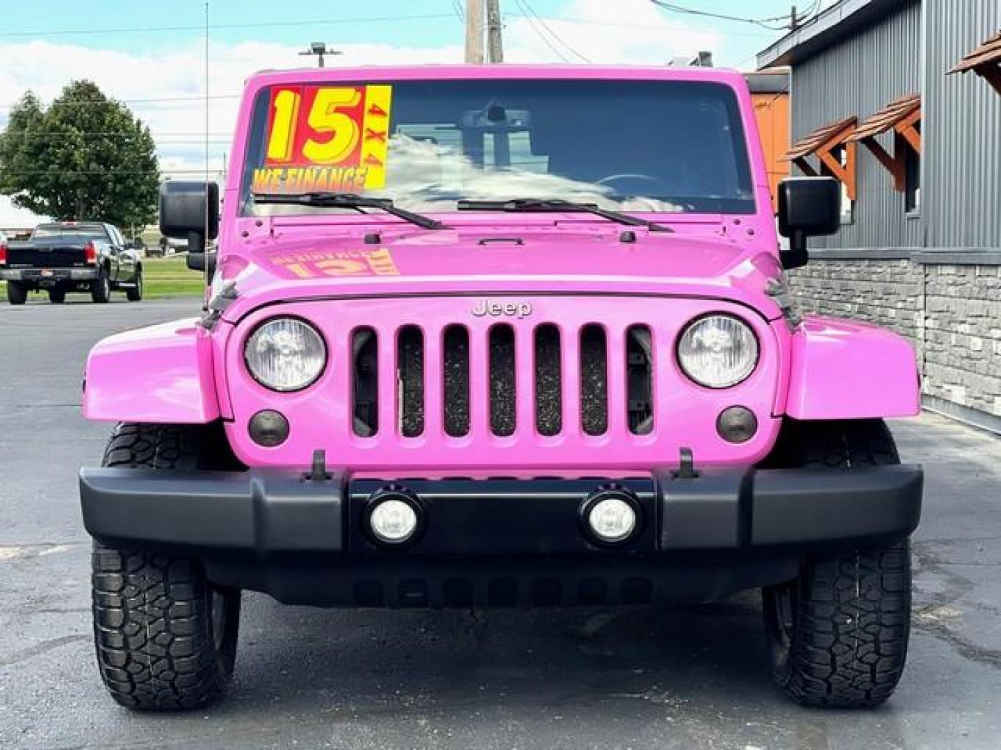 2015 PINK JEEP WRANGLER (1C4AJWBG5FL) with an V6,3.6L(220 CID),DOHC engine, MANUAL transmission, located at 14600 Frazho Road, Warren, MI, 48089, (586) 776-3400, 42.485996, -82.974220 - Photo#1