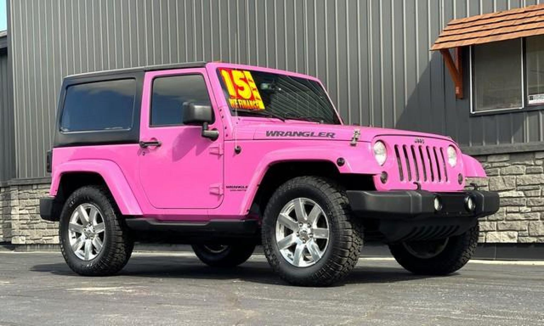 2015 PINK JEEP WRANGLER (1C4AJWBG5FL) with an V6,3.6L(220 CID),DOHC engine, MANUAL transmission, located at 14600 Frazho Road, Warren, MI, 48089, (586) 776-3400, 42.485996, -82.974220 - Photo#2