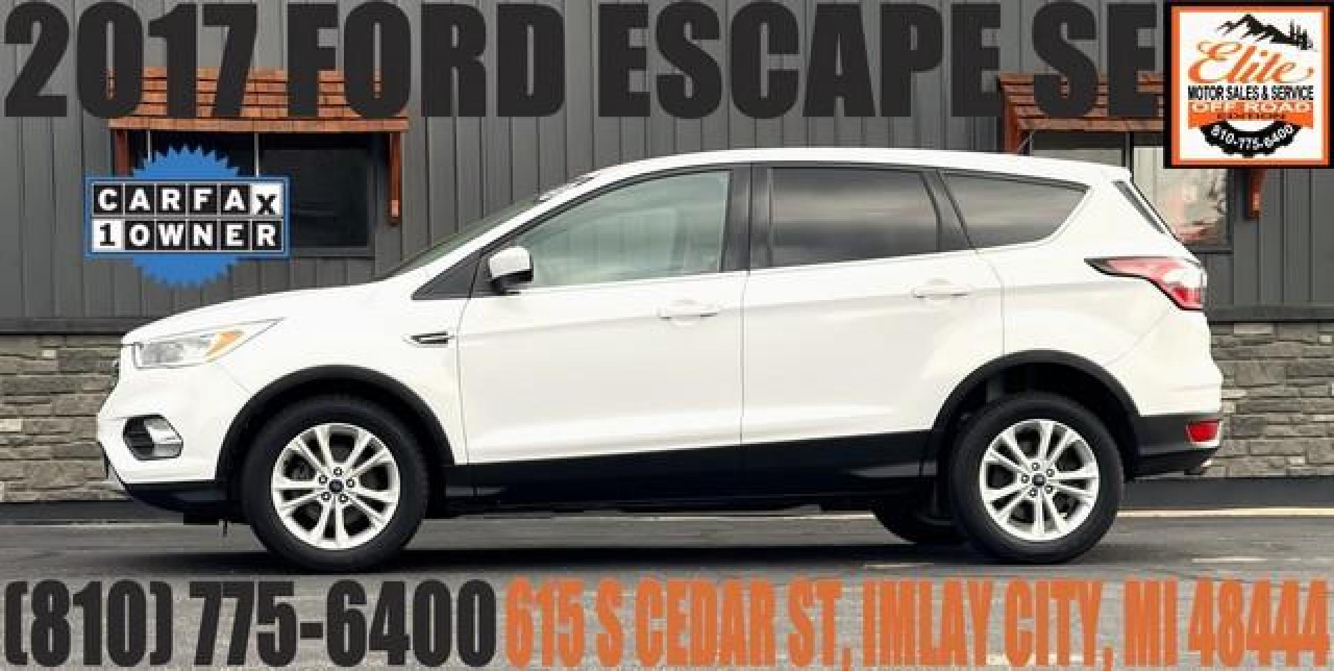 2017 WHITE FORD ESCAPE (1FMCU0GD1HU) with an L4,1.5L(91 CID),DOHC engine, AUTOMATIC transmission, located at 14600 Frazho Road, Warren, MI, 48089, (586) 776-3400, 42.485996, -82.974220 - Photo#0