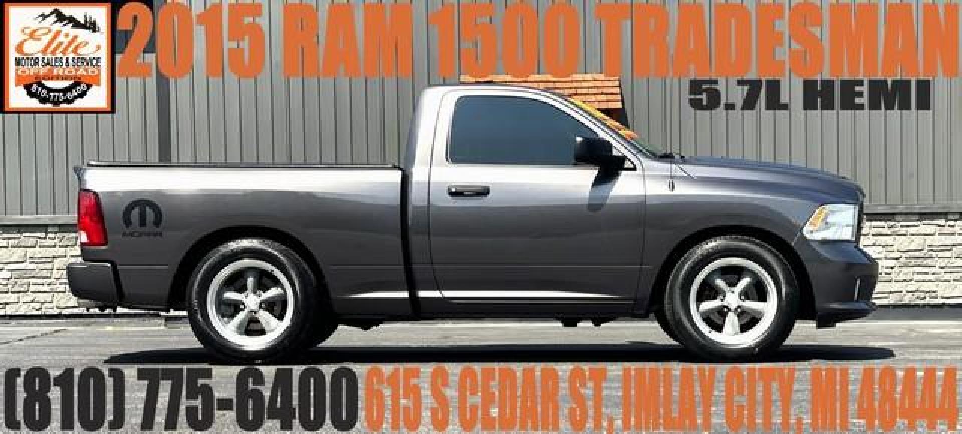 2015 GREY RAM 1500 (3C6JR6ATXFG) with an V8,5.7L(345 CID),OHV engine, AUTOMATIC transmission, located at 14600 Frazho Road, Warren, MI, 48089, (586) 776-3400, 42.485996, -82.974220 - Photo#0