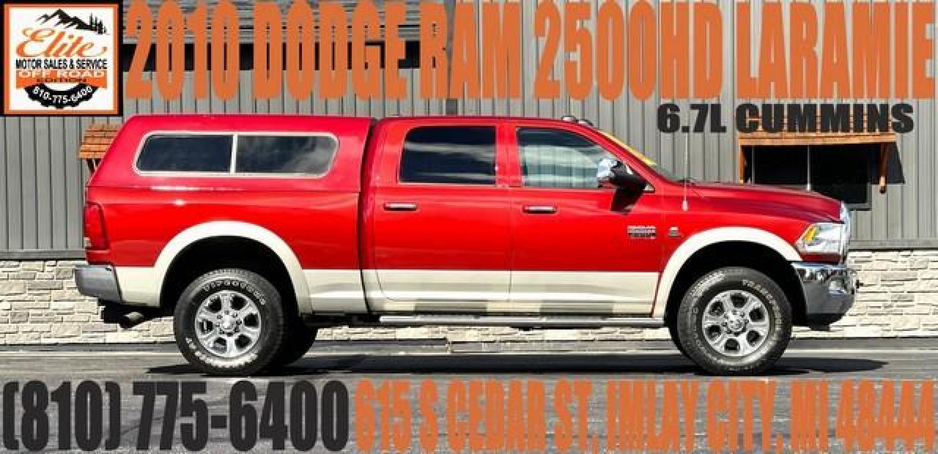 2010 RED DODGE RAM 2500 (3D7UT2CL1AG) with an L6,6.7L(408 CID),OHV engine, AUTOMATIC transmission, located at 14600 Frazho Road, Warren, MI, 48089, (586) 776-3400, 42.485996, -82.974220 - Photo#0