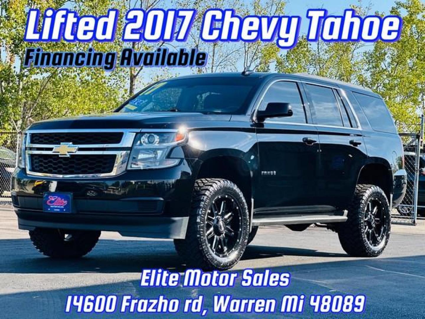 2017 BLACK CHEVROLET TAHOE (1GNSKAKC8HR) with an V8,5.3L(325 CID),OHV engine, AUTOMATIC transmission, located at 14600 Frazho Road, Warren, MI, 48089, (586) 776-3400, 42.485996, -82.974220 - Photo#0