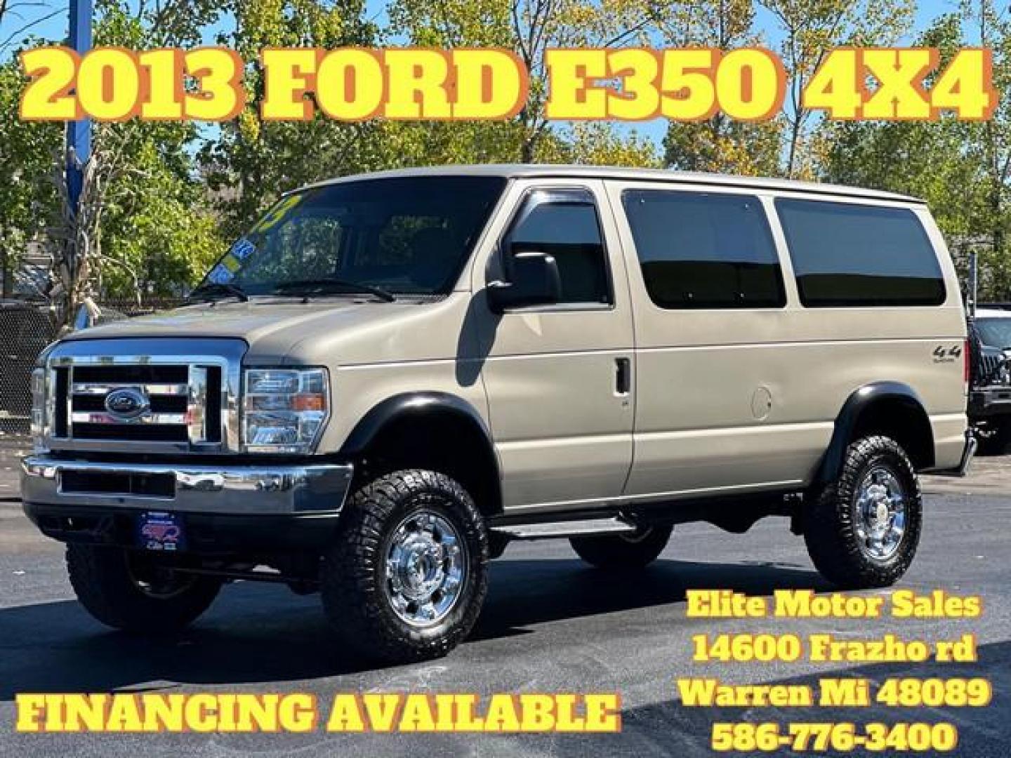 2013 CREAM FORD E-350 SUPER DUTY (1FBNE3BL7DD) with an V8,5.4L(330 CID),SOHC engine, AUTOMATIC transmission, located at 14600 Frazho Road, Warren, MI, 48089, (586) 776-3400, 42.485996, -82.974220 - Photo#0