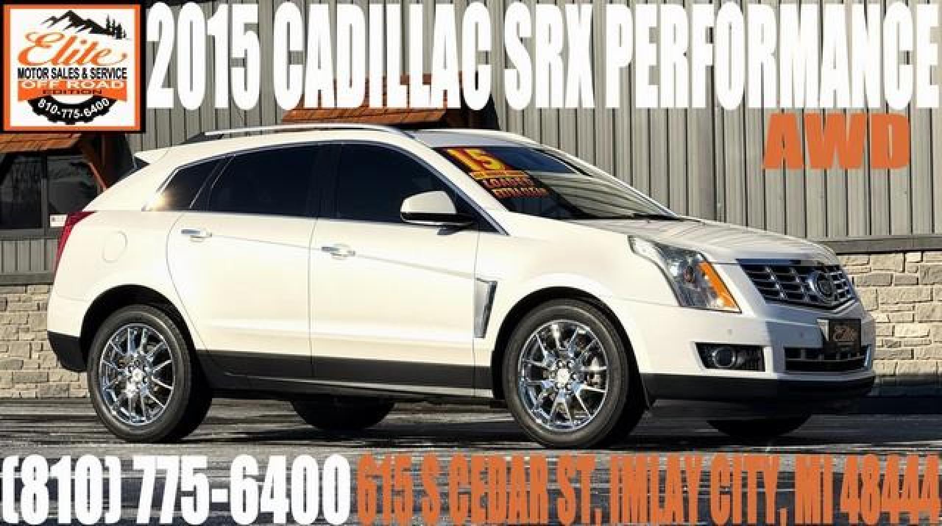 2015 PEARL WHITE CADILLAC SRX (3GYFNFE33FS) with an V6,3.6L(217 CID),DOHC engine, AUTOMATIC transmission, located at 14600 Frazho Road, Warren, MI, 48089, (586) 776-3400, 42.485996, -82.974220 - Photo#0