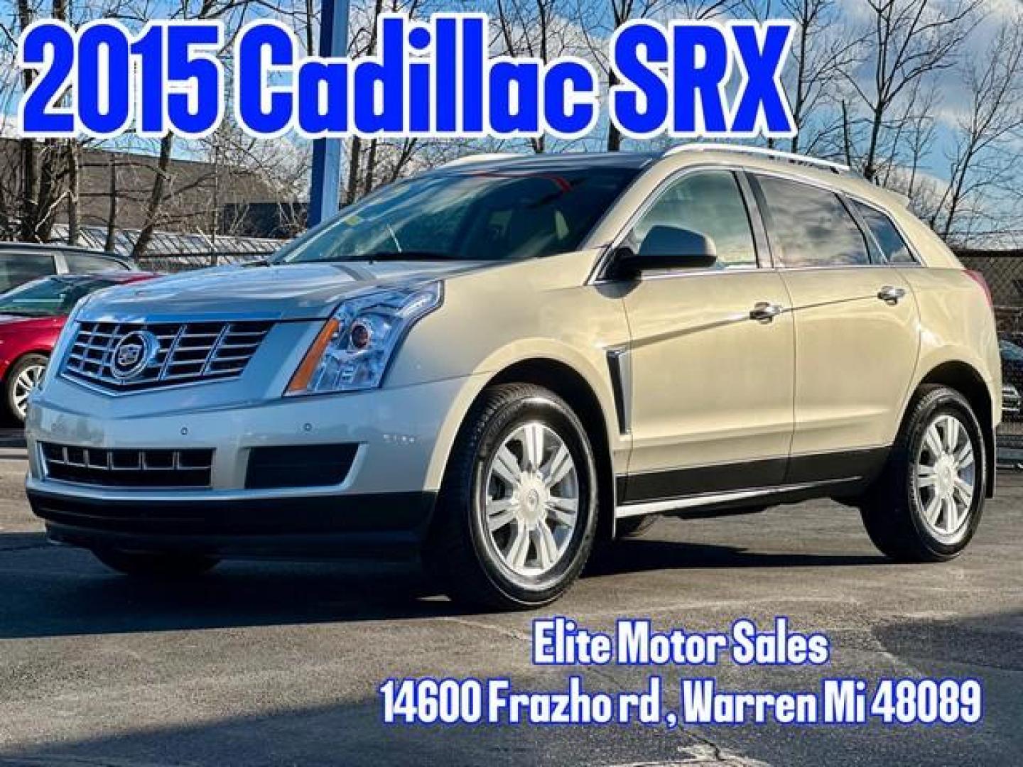 2015 TAN CADILLAC SRX (3GYFNBE39FS) with an V6,3.6L(217 CID),DOHC engine, AUTOMATIC transmission, located at 14600 Frazho Road, Warren, MI, 48089, (586) 776-3400, 42.485996, -82.974220 - Photo#0